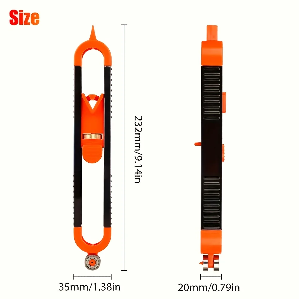 Woodworking Curve Template Tool with Locking Mechanism & Adjustable Radius - 8-Cornered Arch and Curve Guide for Carpentry
