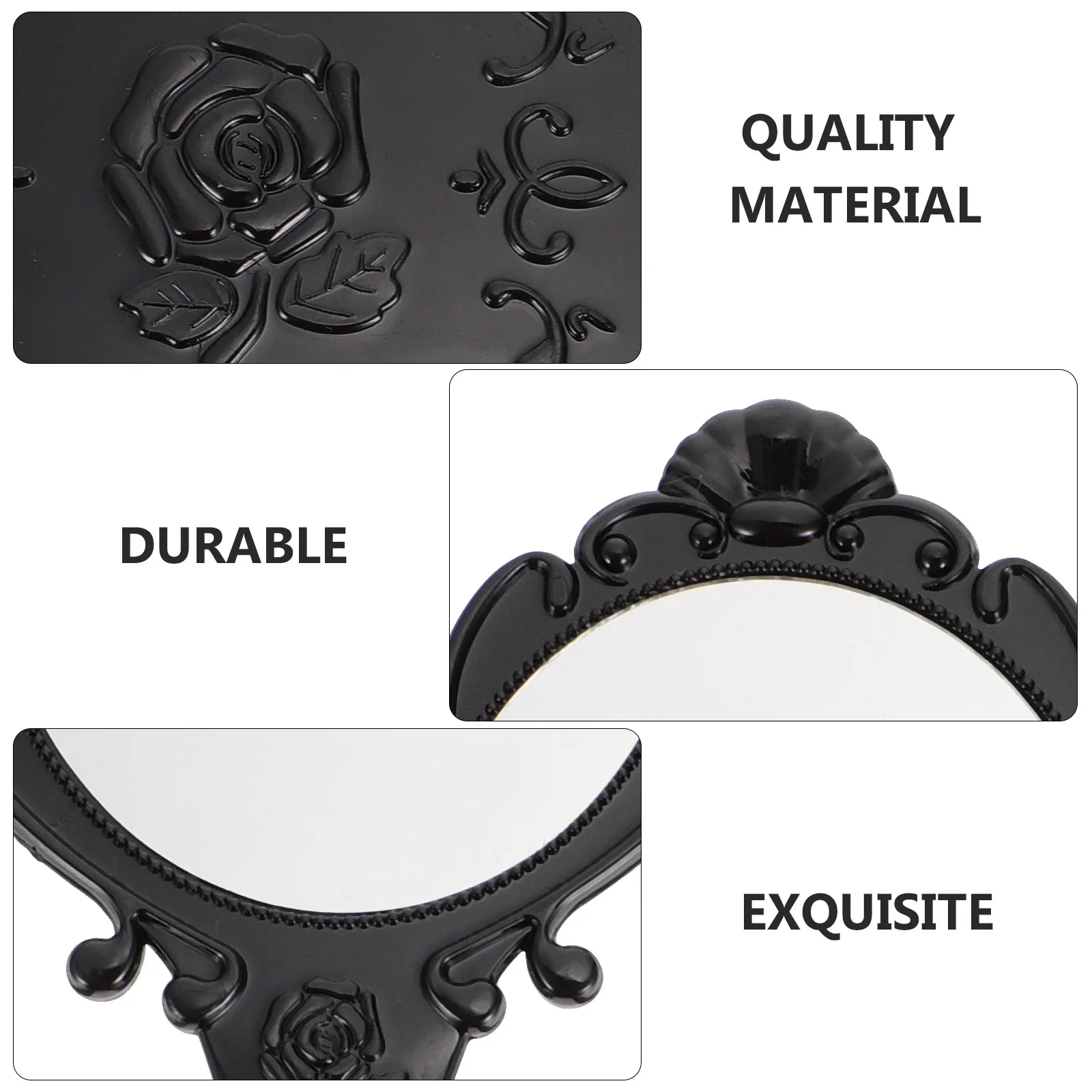 2 قطعة مرآة ماكياج ريترو خمر نمط يده الزجاج للنساء الجمال السفر المحمولة المدمجة تصميم الحمام خلع الملابس الجدول #3