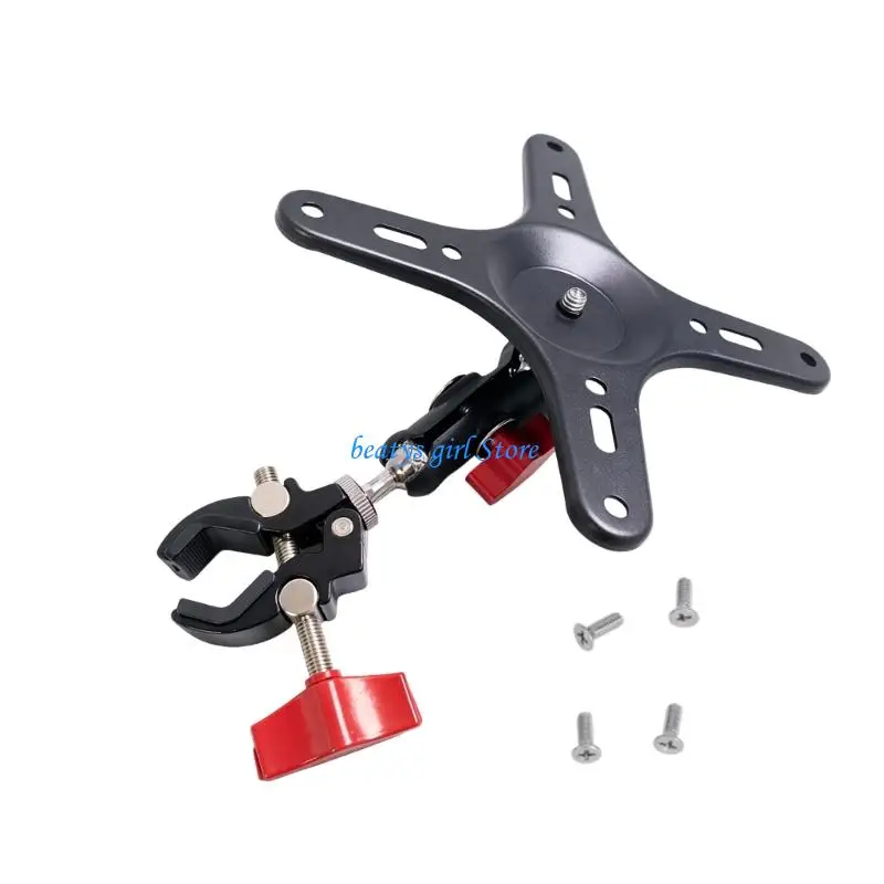C7AB Metal VESA Display Mount with 50x50 75x75 100x100 Hole Layouts, Clamp Holder for 7-24 in Monitors for Round Post Display