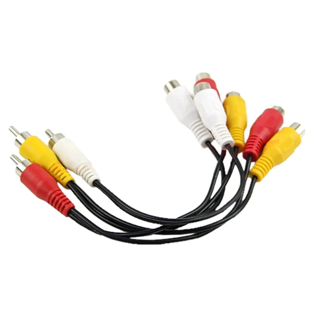 Practical Durable Cable Cable Connectors 3 RCA Male Plug To 6 RCA Female Plug Splitter Audio AV Adapter Cable Video 30cm Device