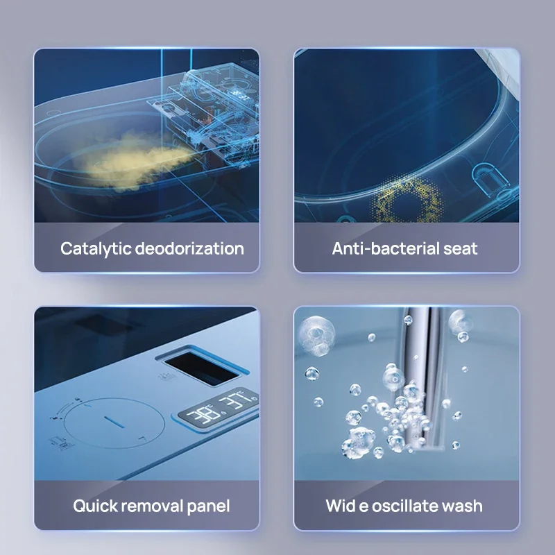 YYHC-Toilette intelligente montata a parete Pulsante remoto esterno ECO Sifone a filo WC con serbatoio WC nascosto