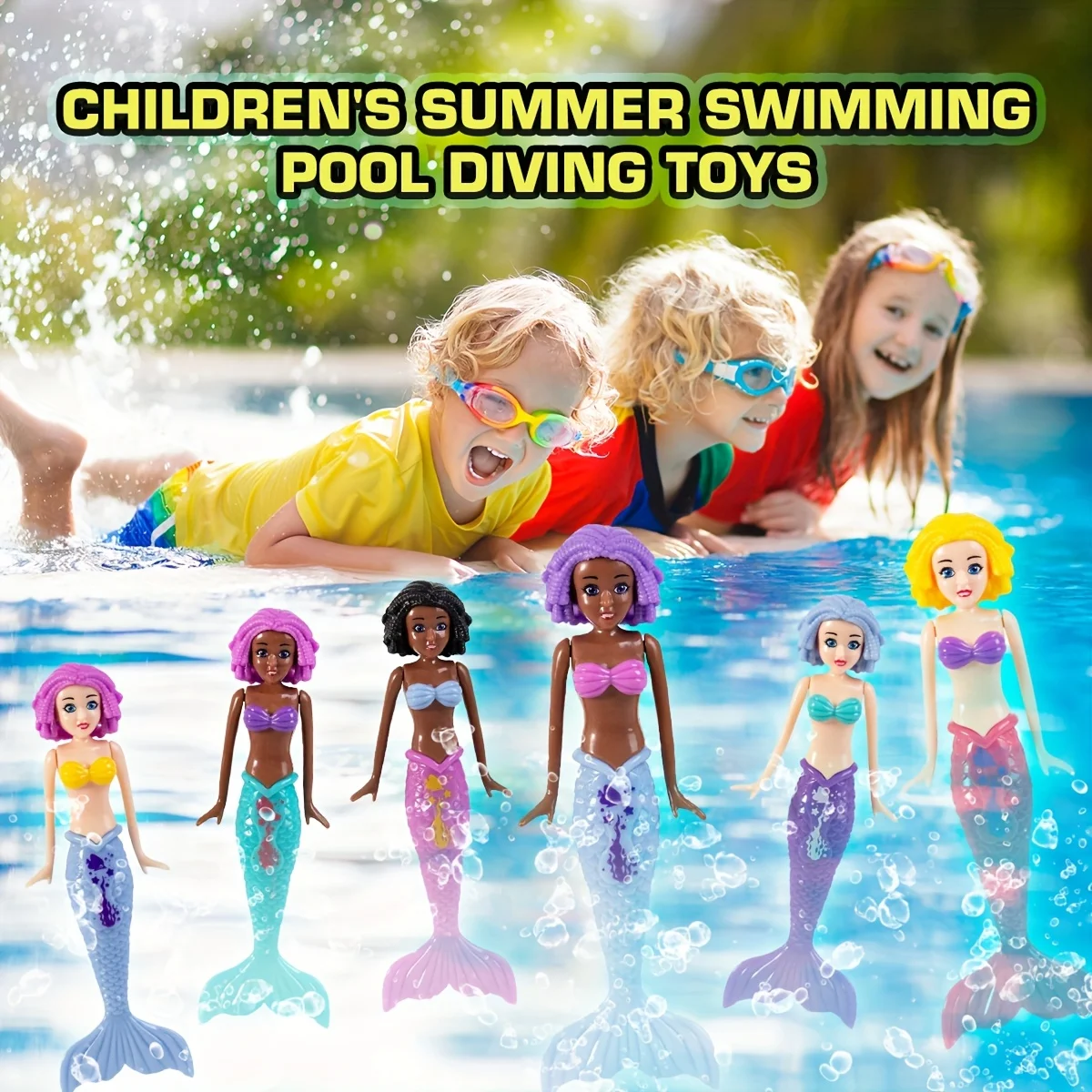 3er-Pack Meerjungfrau-Poolspielzeug für Kinder – buntes Spielset für Sommerschwimmen und Strandspaß, schwimmende Meerjungfrau-Puppen für Mädchen,