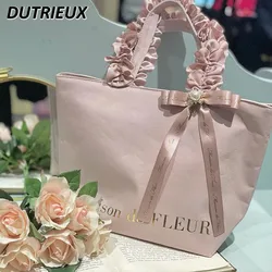 Bow Ribbon Large Handbag Femme Portable Gift Women's Bags Spring Summer Lolita Japanese Style Fashion Casual Handbags for Ladies