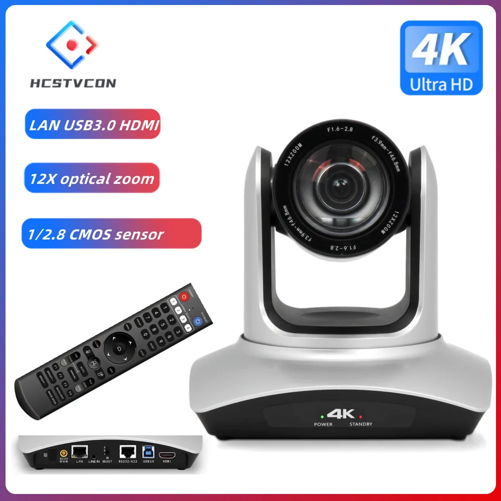 4K Conferentie Ptz Camera 12/20x 60fps Live Streaming Lan Usb3.0 Hdmi Voor Zakelijke Bijeenkomst Kerk Uitzending Youtube