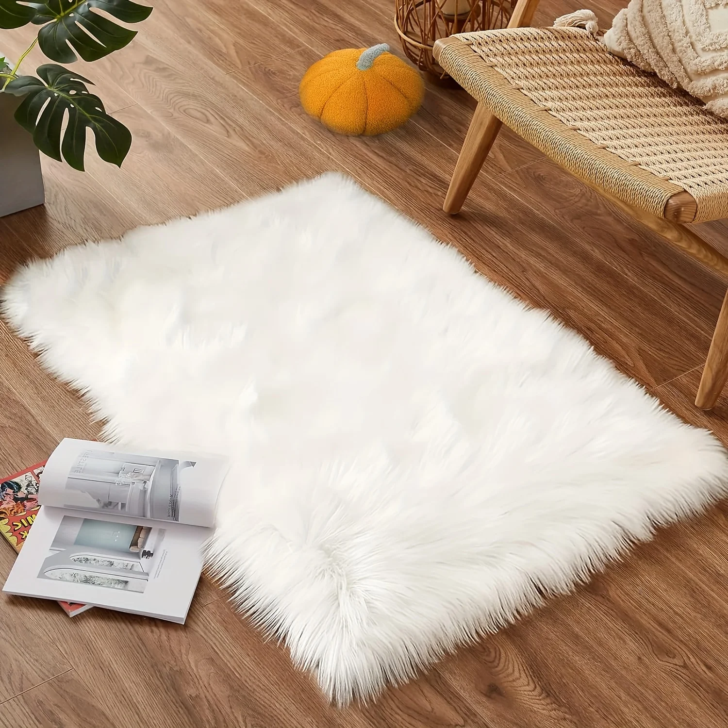 White faux fur sheepskin rugs, living room bedroom area rugs, fluffy rugs Home decor Fuzzy rectangular rugs