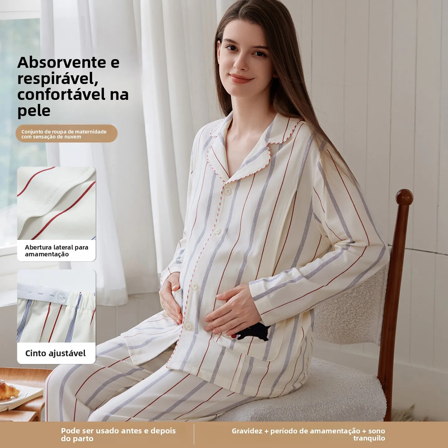 set-di-abbigliamento-da-notte-per-maternita-in-puro-cotone-con-cuscinetti-per-l'allattamento-abbigliamento-post-parto-per-casa-indossabile-anche-all'aperto-in-autunno