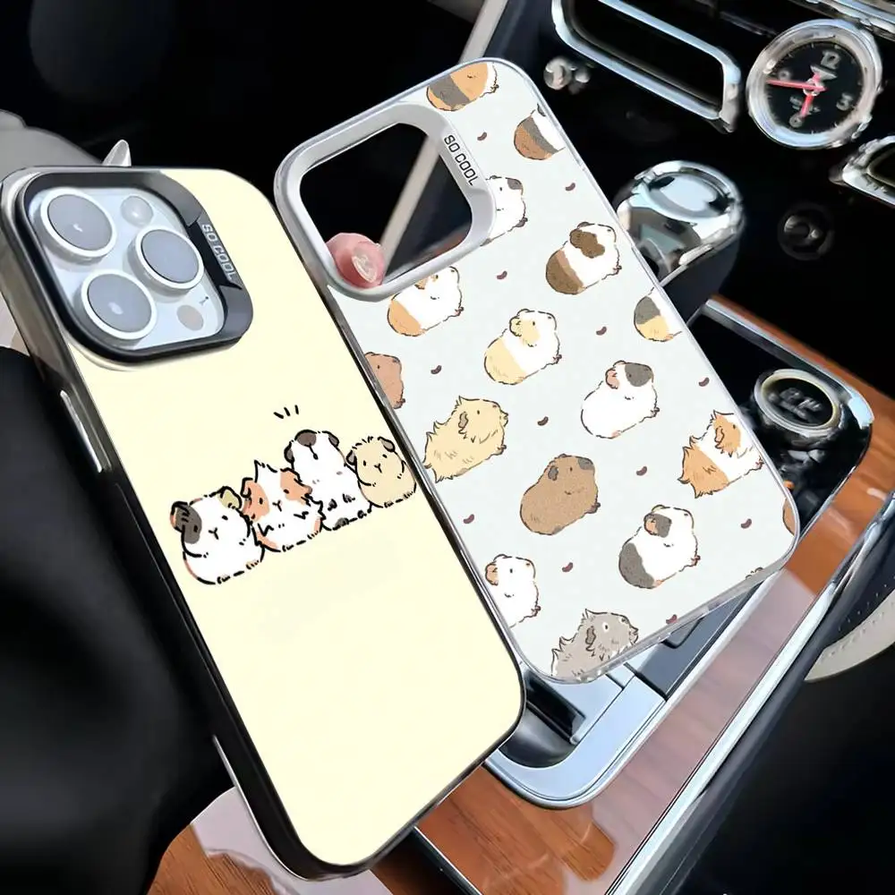 

Cartoon Guinea Pig Phone Case For iPhone 16,15,14,13,12,11,Mini,Pro,MAX White Matte Shockproof Cover