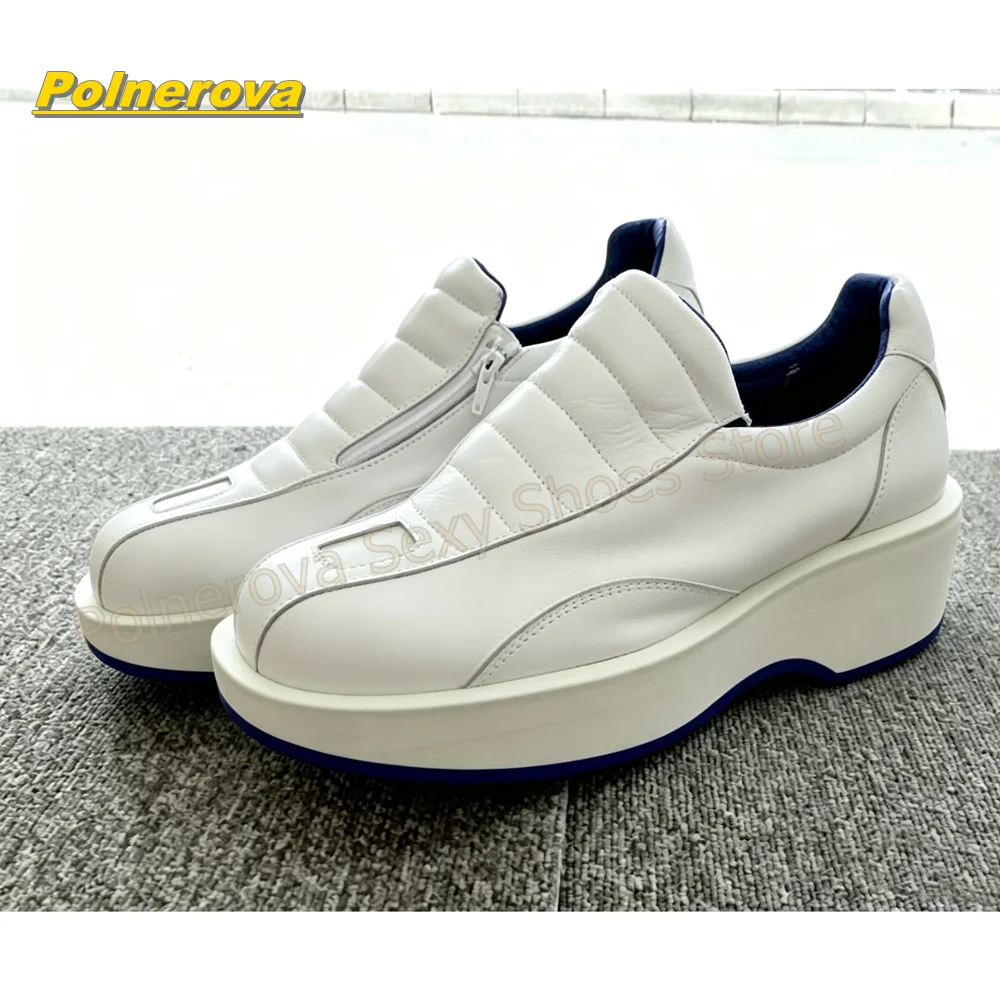 Street Fashion Trends 2026 - Women White Platform Slip On Sneakers