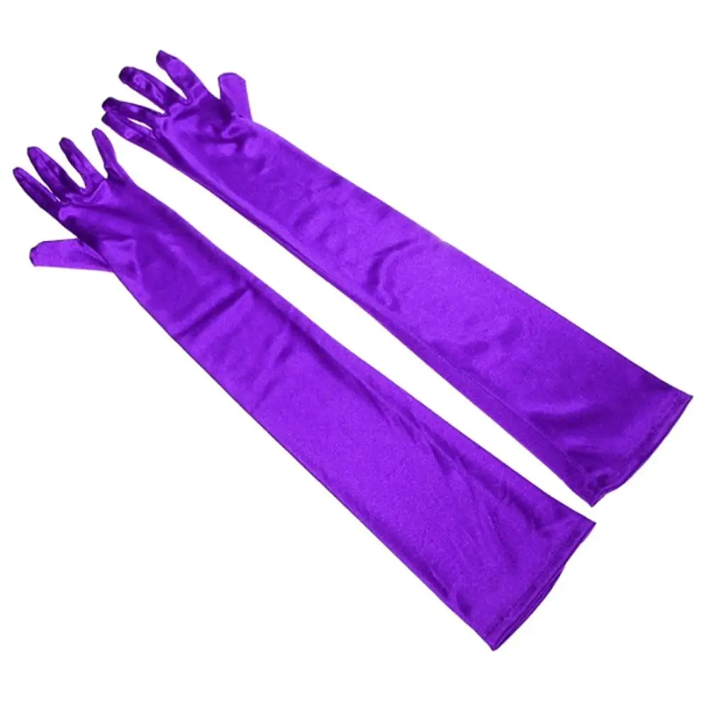 

Long Finger Mittens Solid Color Satin Evening Dress Gloves Party Formal Gloves Arm Warmer Full Finger Gloves Women Long Gloves