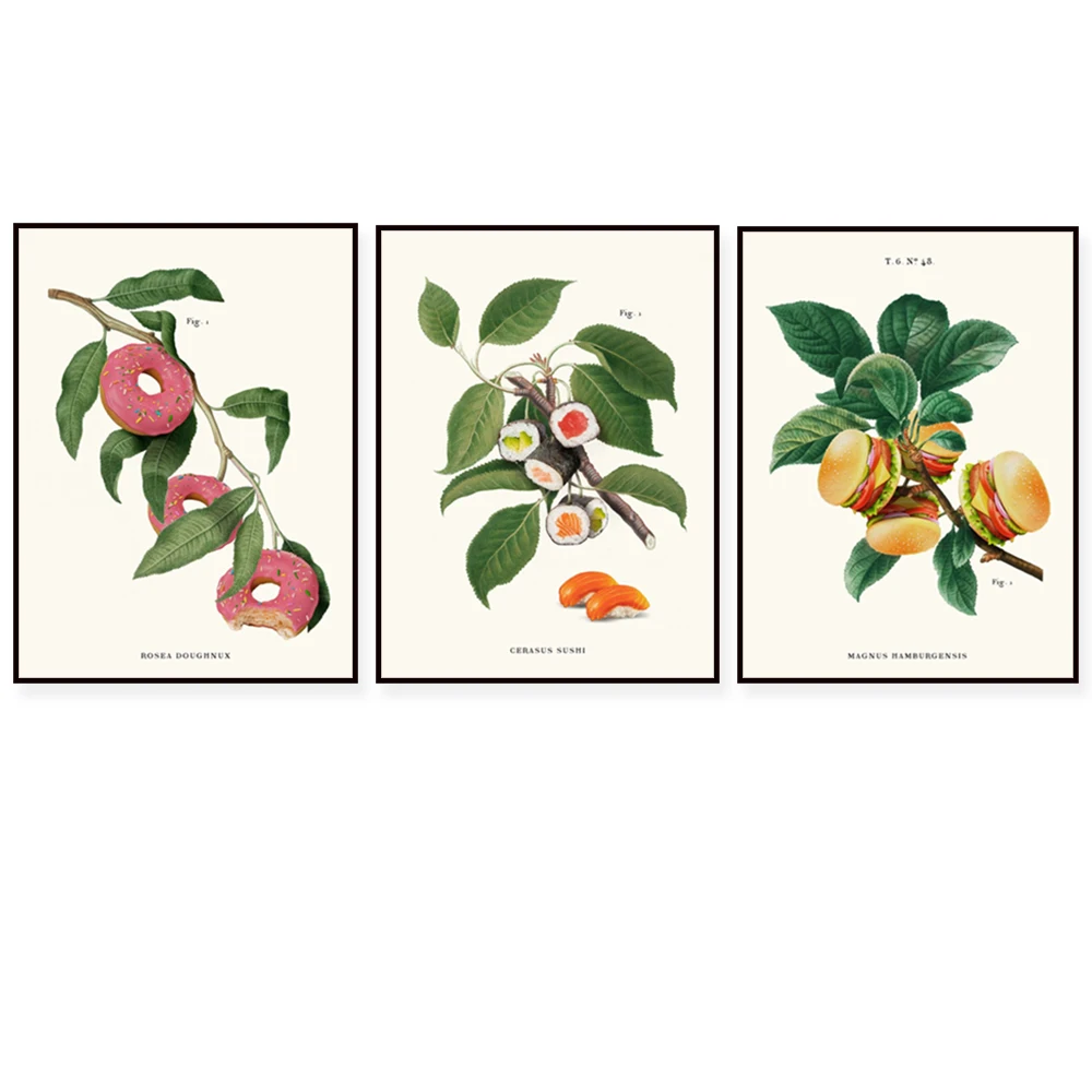 Burger Plant,Sushi Plant,Macaron Plant,Pizza Plant,Donut Plant,Posters and Prints Food Canvas Prints and Home Kitchen Decor