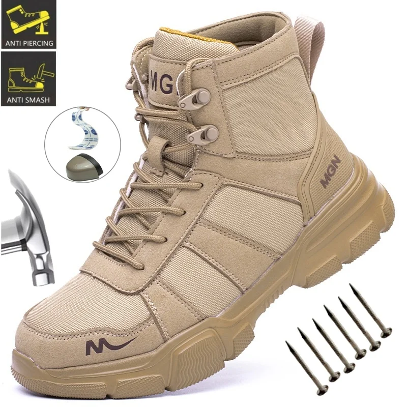 

Light Breathable Non Slip Work Boots Men Safety Shoes Construction Steel Toe Work Botas Men Women Anti-Puncture Security Boots