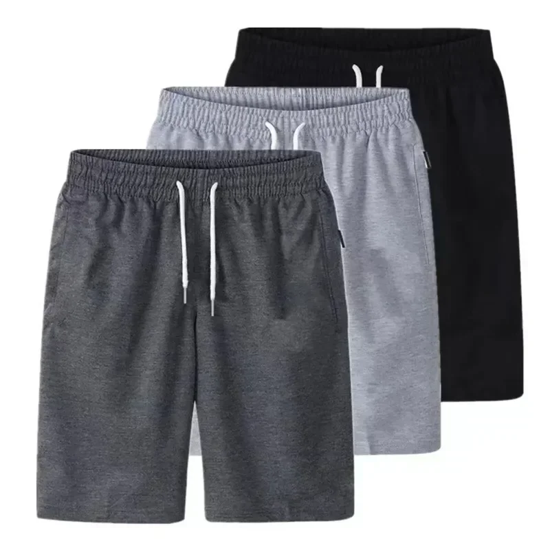 Pantaloncini da spiaggia da uomo Estate 2025 Pantaloni larghi Tasca sportiva maschile Solid Coulisse Board Pantaloni sottili Tasca con cerniera Abbigliamento