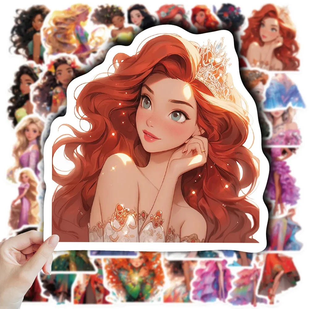 10/30/50pcs Disney Cartoon Girls Princess Stickers Decal DIY Decorative Laptop Luggage Notebook Diary Kawaii Toy Sticker Gift