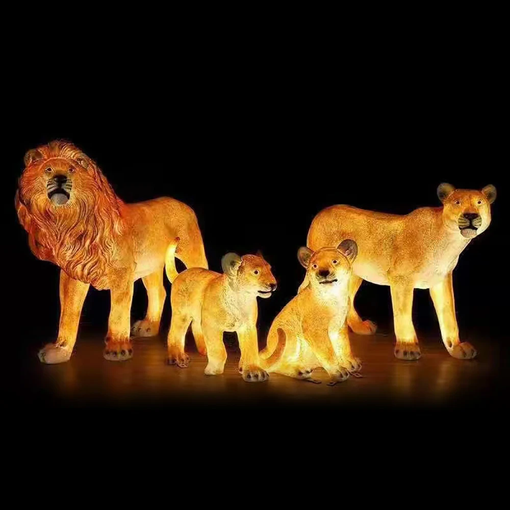 3D Luminescence Giant Standing Animals Figurine Lion Sculpture Led Decorative Lights Outdoor 3d Christmas Decorations