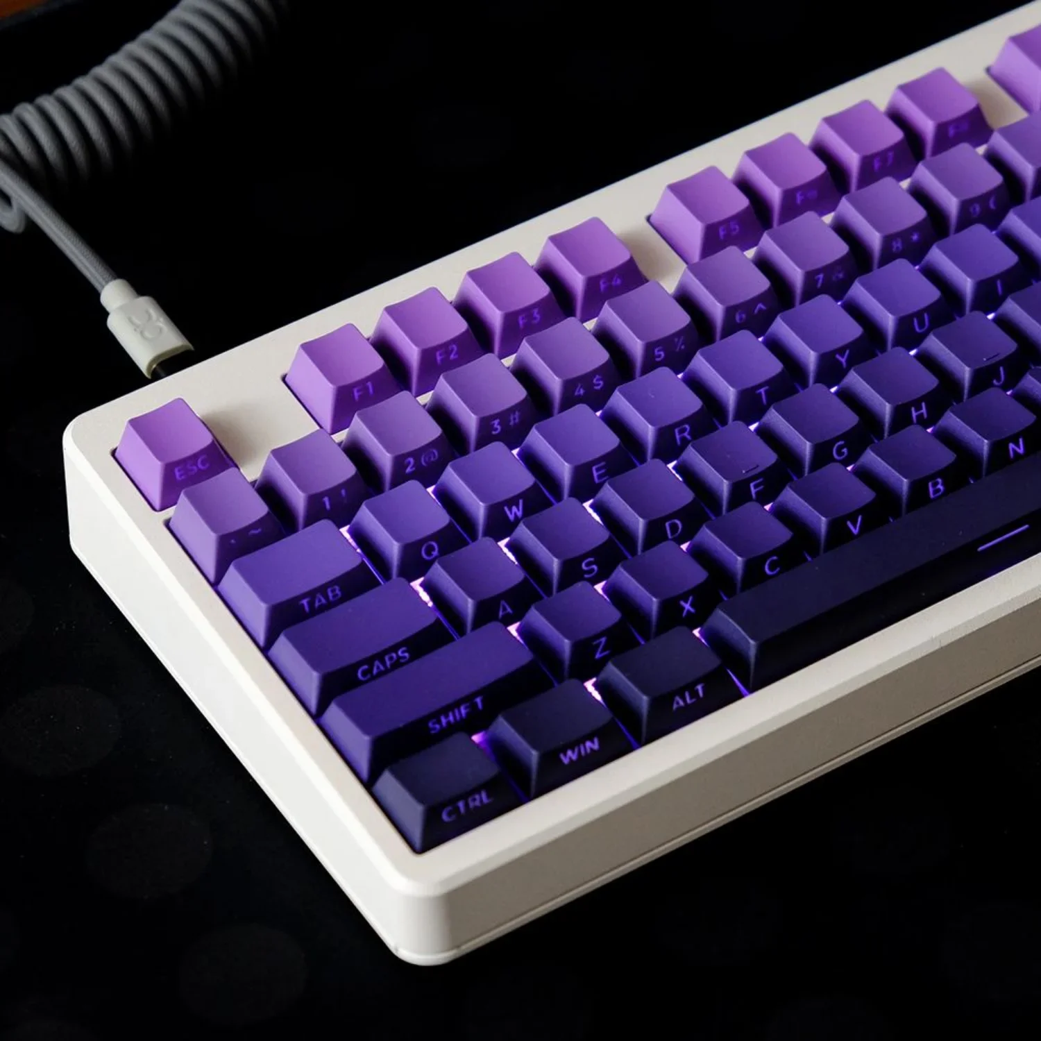 Gradient Side-engraved Translucent Keycaps Dust Extreme Day Cherry PBT Two Colors for 60/84/98/108 Mechanical Keyboards