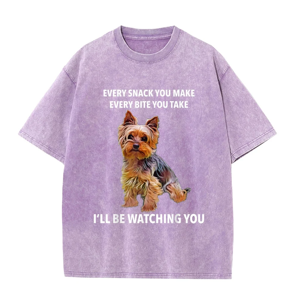 Yorkshire Terrier Funny Meme Every Snack I'll be Watching T-Shirt Hombre Ropa חולצות Camisetas Holiday Gift T Shirt Cotton