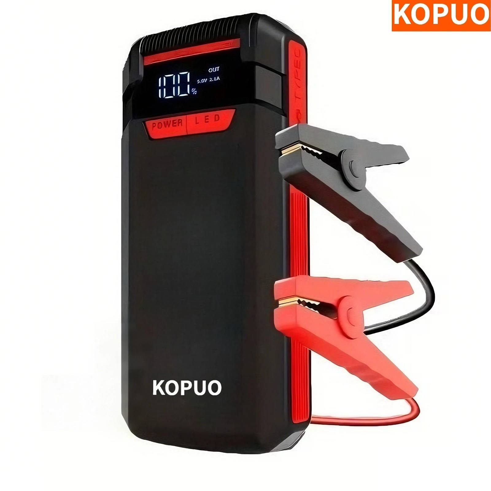 6000A 12V Notfall-Auto-Starthilfe, Tragbarer Batterie-Booster für 9L Benzin- & 8L Dieselmotoren, LED-Licht & Powerbank
