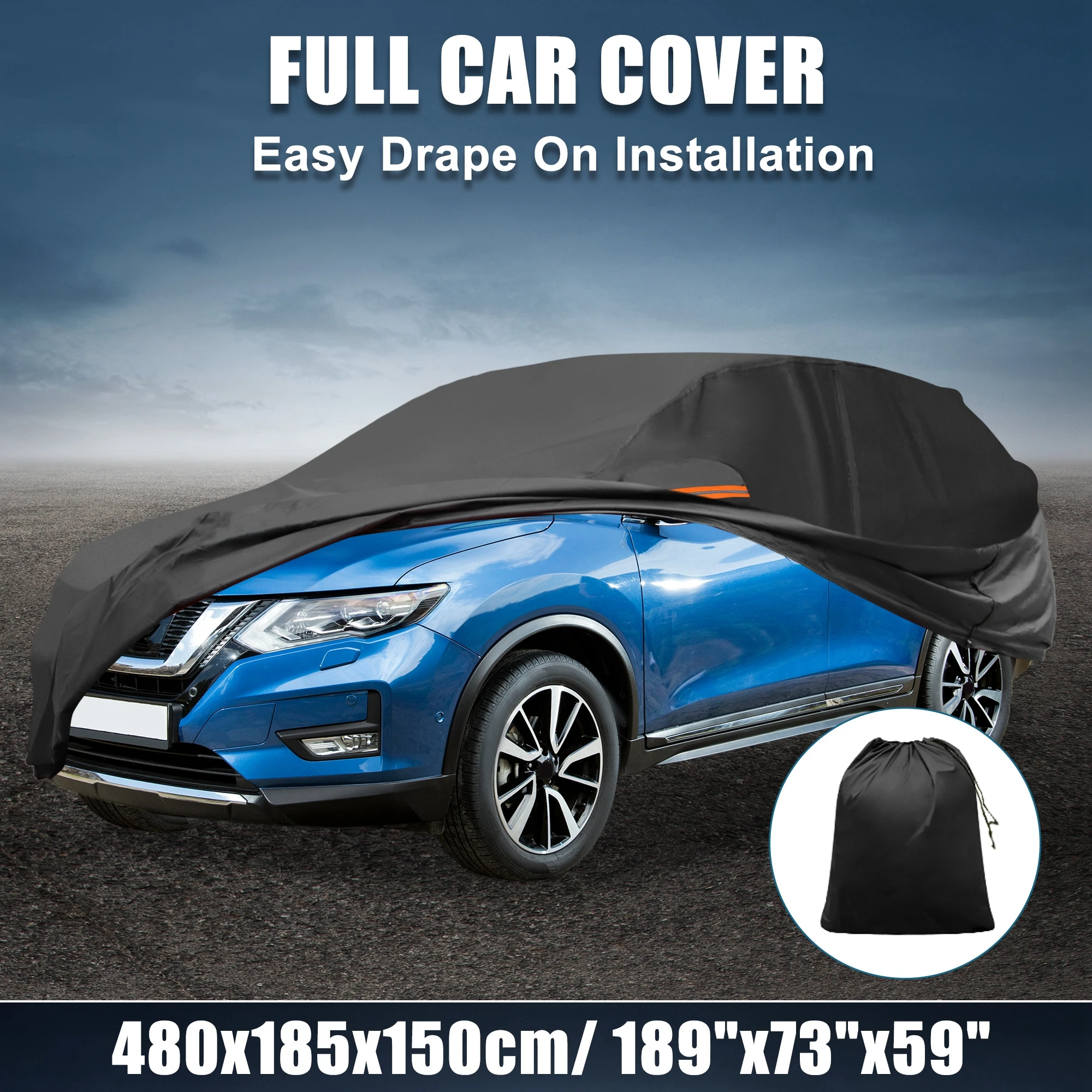 

Motoforti Waterproof Car Cover Full Cover with Zipper for Citroen C3 2002-2023 Black