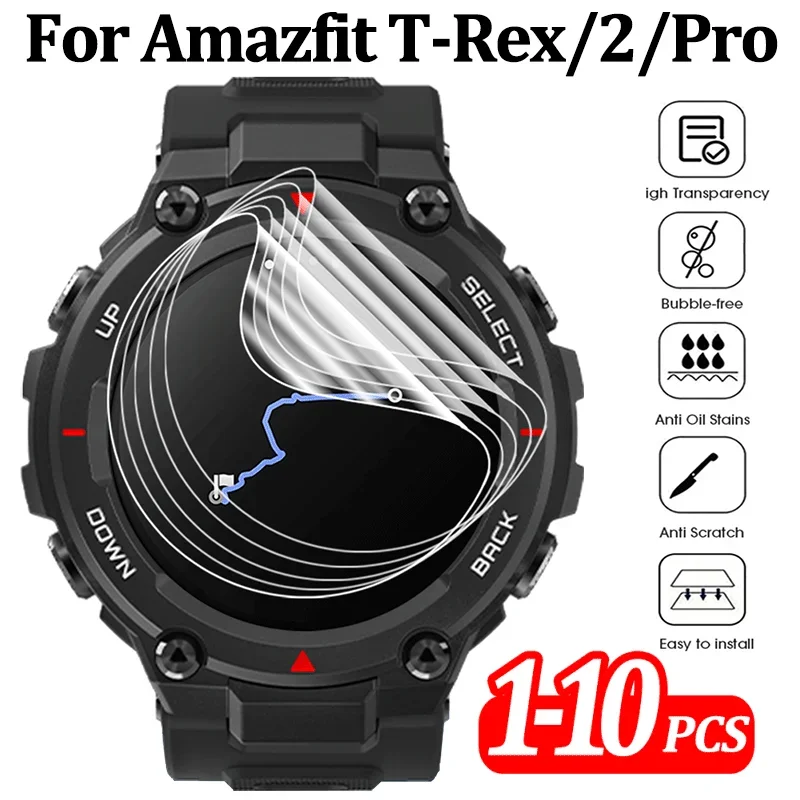 For Huami Amazfit T-Rex/T-Rex 2/T-Rex Pro Smart Watch Screen Protector Soft Hydrogel Transparent Shockproof Film Non-Glass