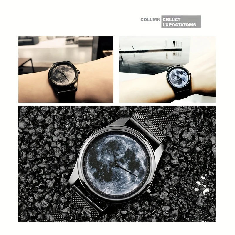 Modello Moon Crater, orologio di moda creativa con superficie strutturata stampata in 3D