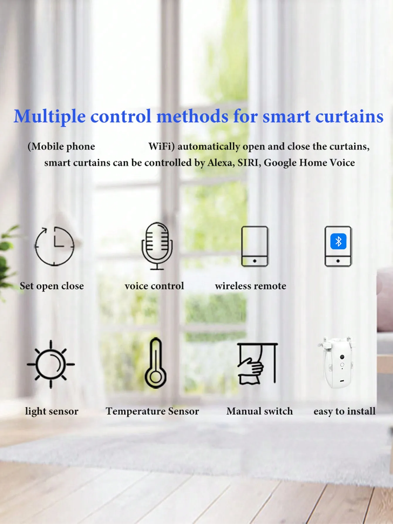 Smart Curtain Opener Bluetooth Remote Control Electric Curtain Motor Tuya Voice Control Wireless Curtains Robot T/U Track