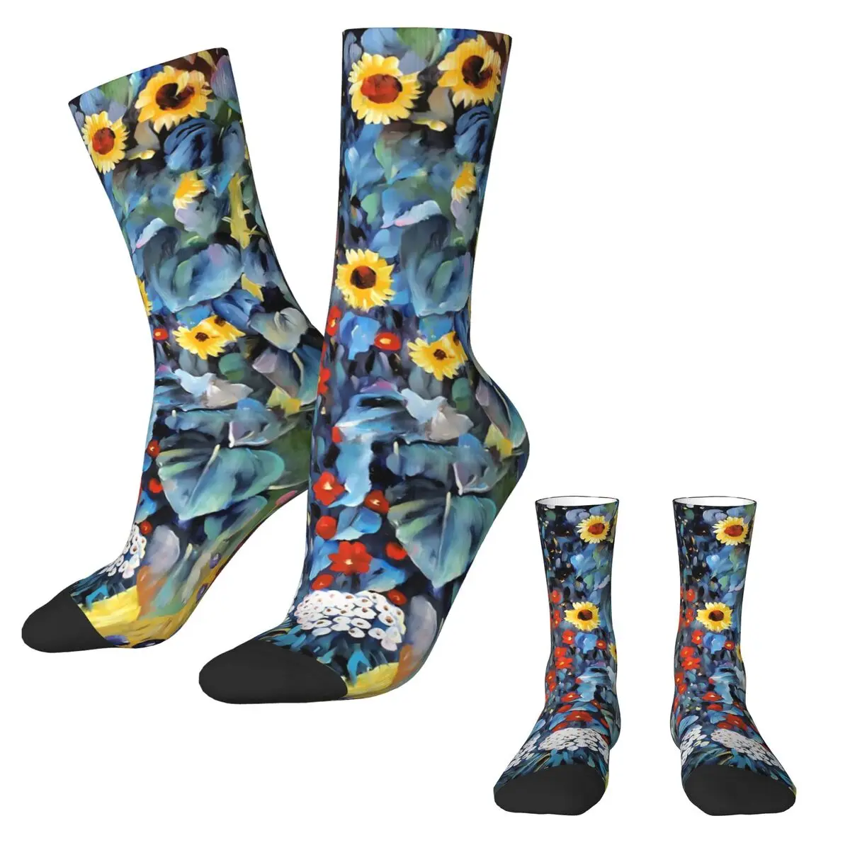 

Чулки с принтом подсолнечника, элегантные носки с цветочным дизайном, осенние противоскользящие носки, женские велосипедные мягкие дышащие носки