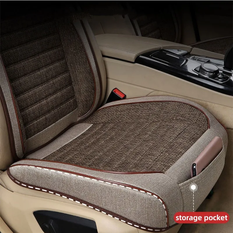 New Car Seat Cover Breathable Flax Seat Anti-skid Protection Pad Universal Size Driver Seat Cushion Interior Accessories