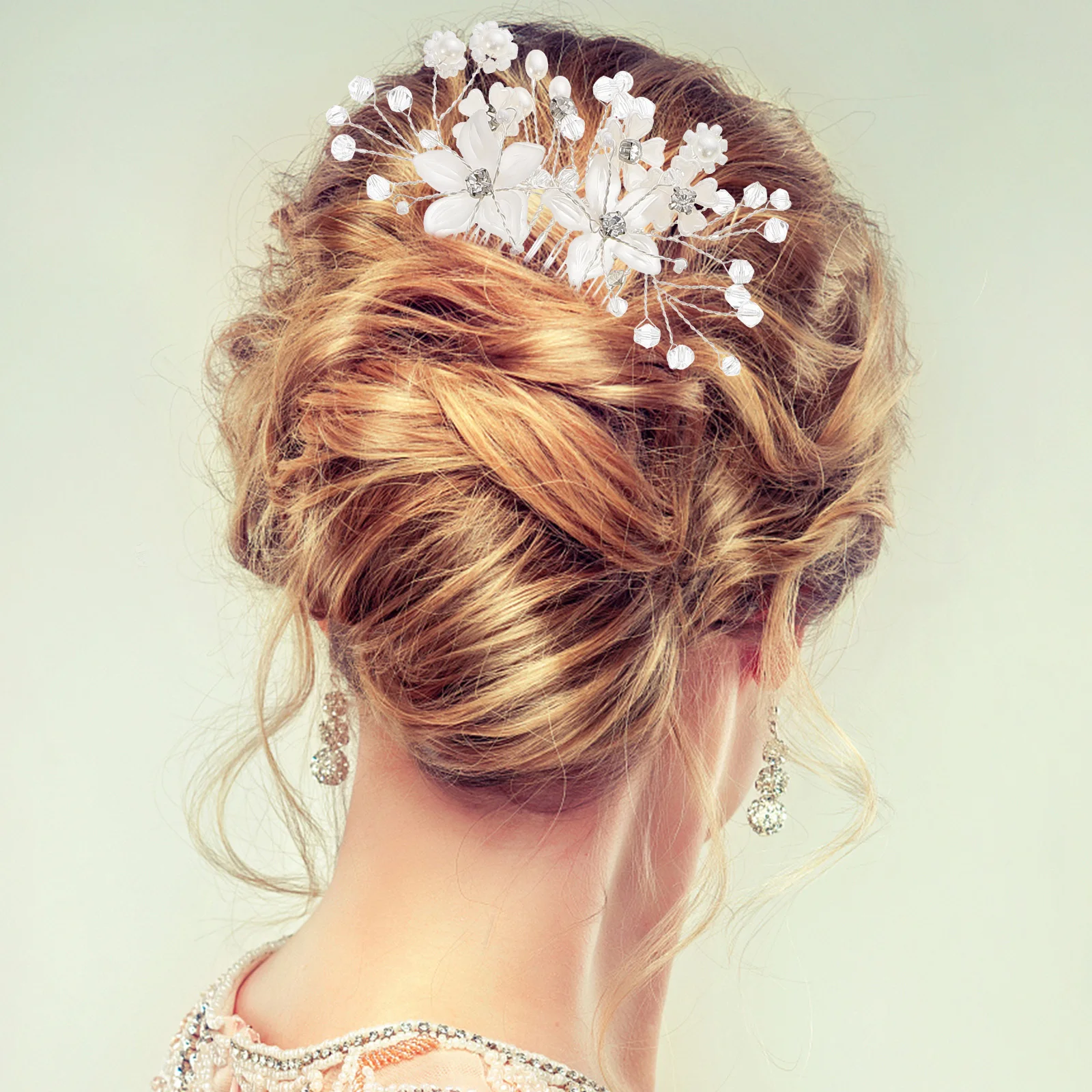 

6 Pcs Wedding Hair Comb Bridal Accessories Elegant Pearl Flower Design Wedding Combs for Women Silver Side Reusable