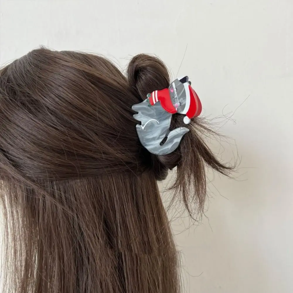 

Fashion Acetic Acid Acetate Animal Hair Claw Red Scarf Cartoon Cat Hair Clip Headdress Grab Clip Christmas Shark Clip Girl