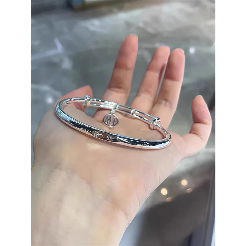 

Peace And Joy Bracelet Women S999 Solid Silver Bangle Girlfriend