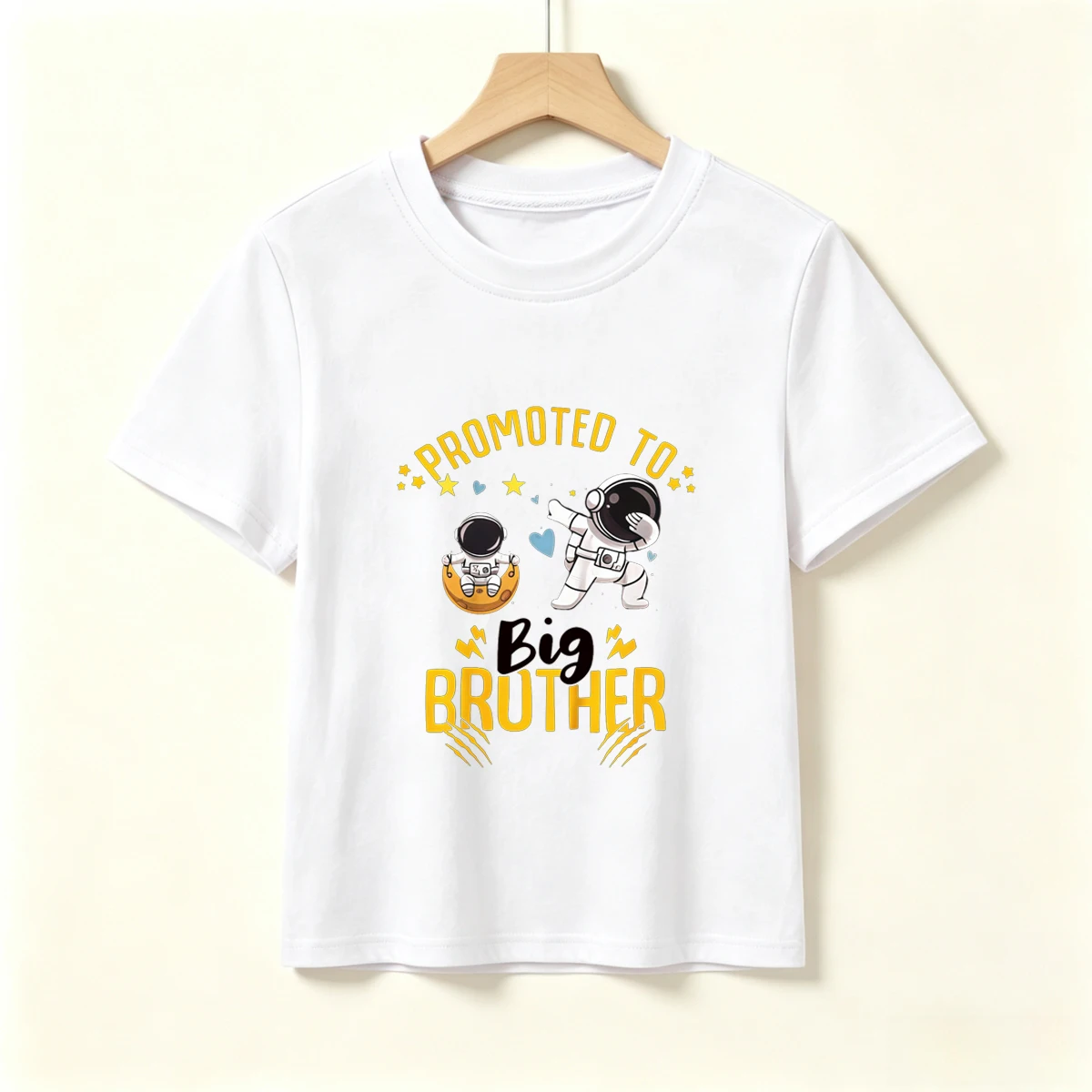 Promoted To Big Brother Astronaut Kids T-Shirt Toddler Boys Pregnancy Announcement Tee Space Sibling Reveal Short Sleeve Tops