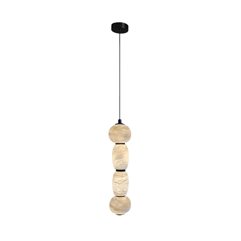 

Dimmable LED Natural Marble Vertical Hanging Lamps Chandelier Lighting Alabaster Suspension Luminaire Lampen For Dinning Room