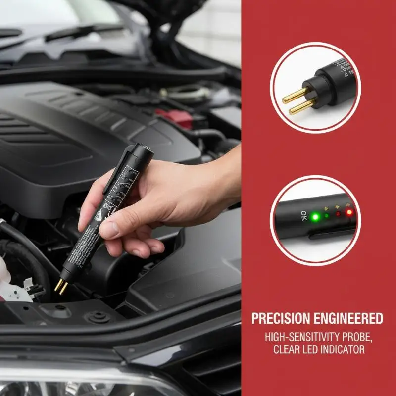 LED Indicator Universal Brake Fluid Tester Pen Accurate Detection Tool for Automotive DOT3 DOT4 DOT5.1 Oil Moisture Test