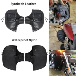 Black Motorcycle Soft Lowers Elephant Ears Leg Warmer Bag Chaps w/ Storage For Harley Touring Electra Street Trike Road King