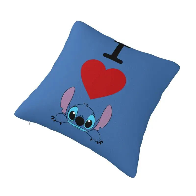 Custom Nordic I Love Stitch Anime Cushion Cover Velvet Pillow Case