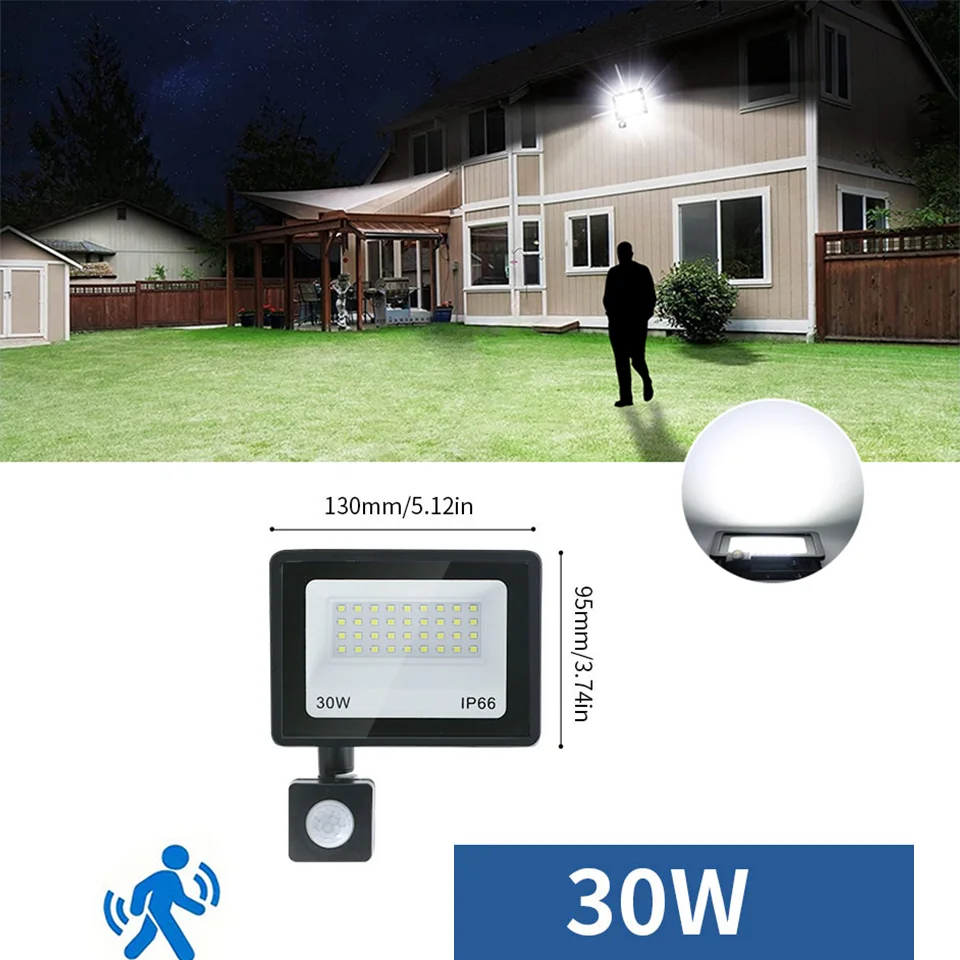 NONE LED Flutlicht Bewegungs sensor ac220v ac110v 10w-300w wasserdichter Außen projektor Außen scheinwerfer Außen lampe Wand reflektor 6