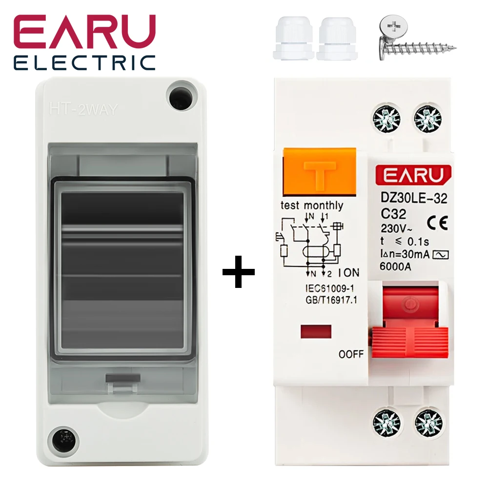 EARU HT-2 Kunststoff Wasserdicht IP65 Außenmontage-Verteilerdose Schutzschalterkombination MCB DPN DZ47