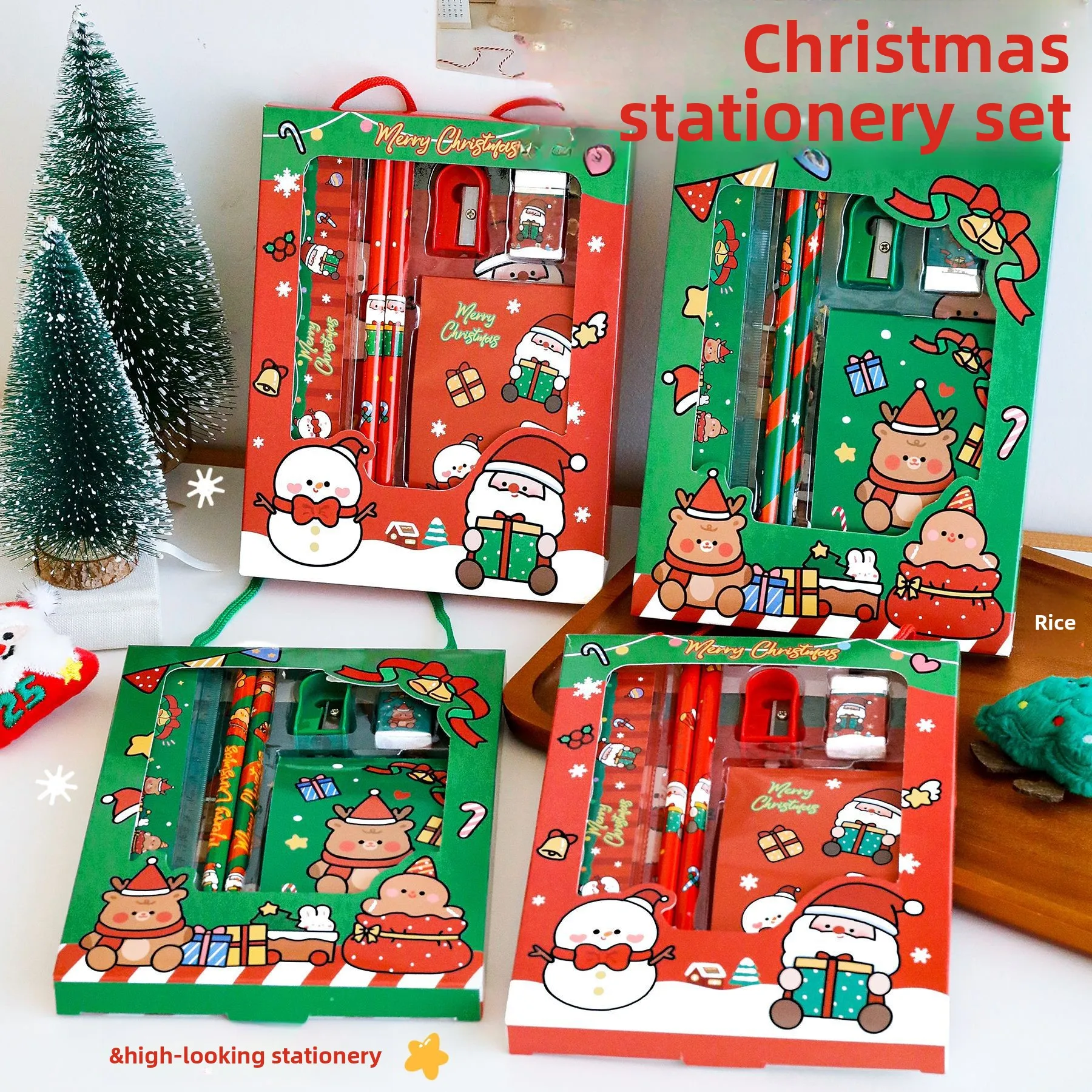 10 Sets Christmas Stationery Gift Set Student Surprise Stationery Gift Box Kindergarten Christmas Class Reward Small Gifts
