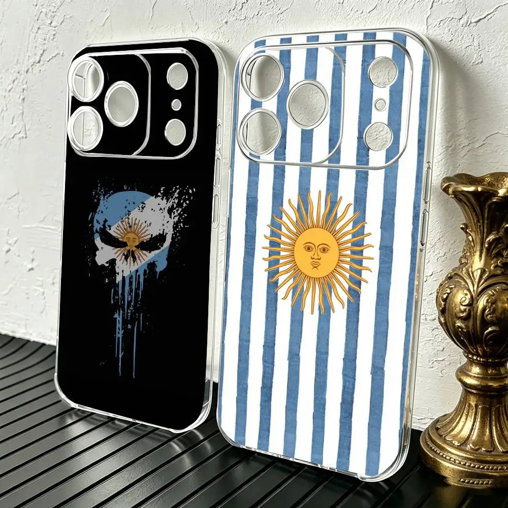 Argentina Football Support Flag Phone Case Transparent Silicone Soft For iPhone 17 16 15 14 13 12 11 Mini Pro Max Plus