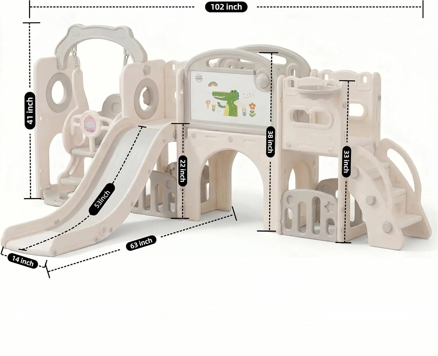 Toddler Playsets Slide for Backyard Indoor 12-in-1 | Swing Set Outdoor Freestanding Climber Playground Playset With Basketball H