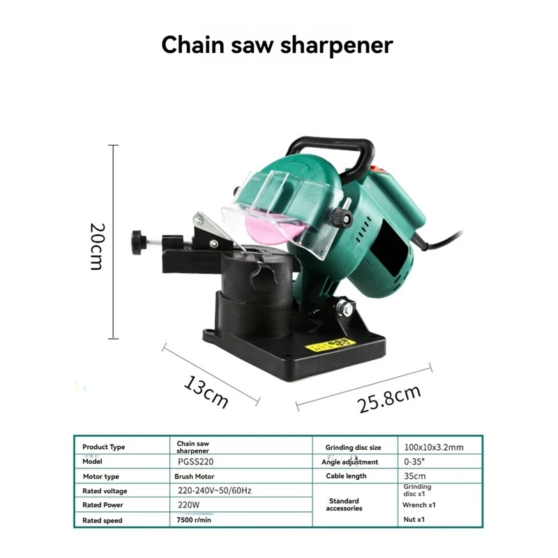 Electric Chainsaw Sharpener 100Mm Chain Automatic Chain Sharpener Adjustable 8500RPM For Grinding Chains EU Plug