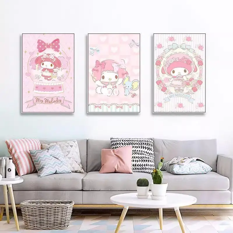 سانريو جديد الكرتون اللوحة الزخرفية بلدي ميلودي Kawaii جدار اللوحة غرفة المعيشة غرفة نوم الديكور طلاء جدران فتاة هدية
