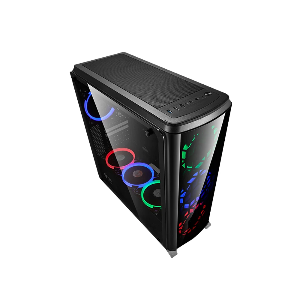 Hot-selling tempered glass water-cooled mid-tower mainframe case Atx Psu RGB fan gaming desktop computer case