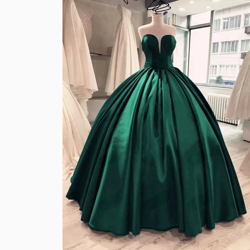 ANGELSBRIDEP-Vestidos De quinceañera con escote corazón profundo, Vestidos De 15 anos De satén, Vestidos De fiesta De princesa para cumpleaños