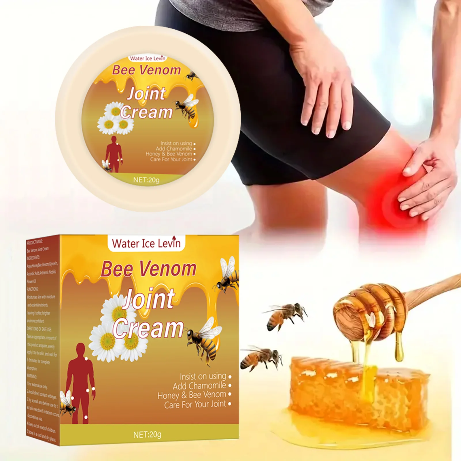 Bee Venom Joint Cream - Hypoallergenic Soothing Moisturizing Lotion Contains Natural Honey, Glycerin, Suitable for All Skin Types, Fresh Smell, Suitable for Every Angel