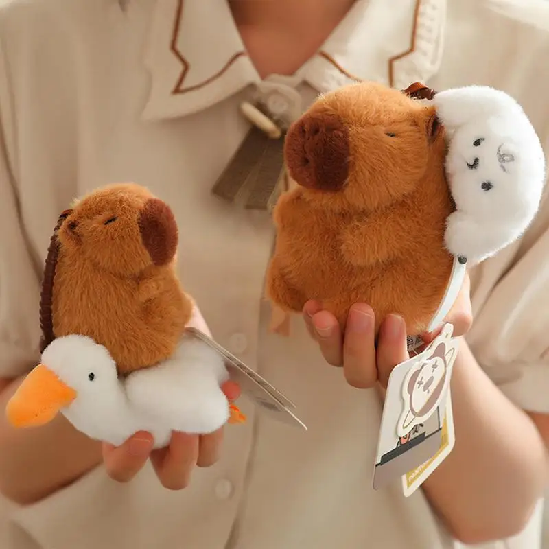 Stuffed Doll Key Chain Cute Stuffed Capybara Doll Keyring Soft Plush Animal Toy Pendant Keychain Decor For Backpack Car