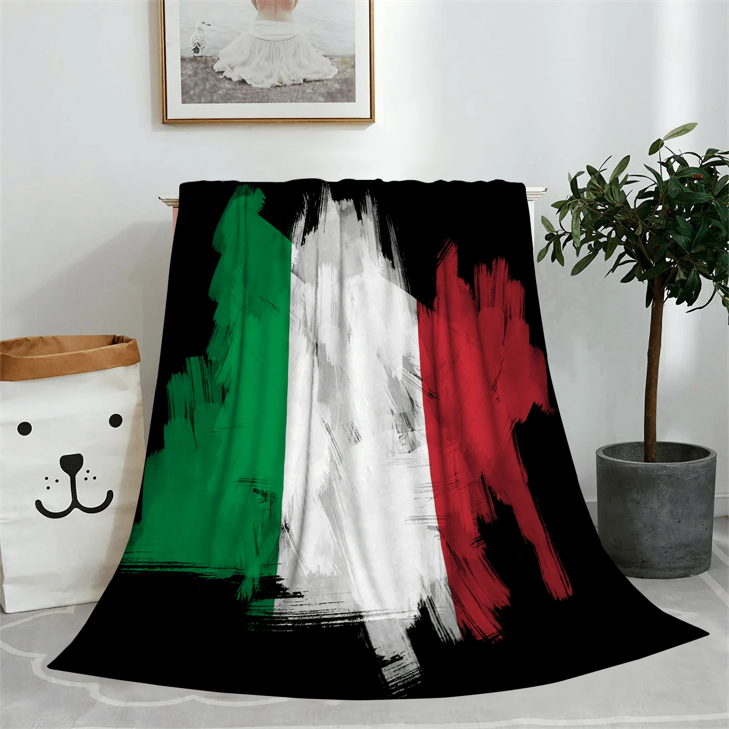 

Italian Flag Flannel Blanket - Soft, Warm, Lightweight Throw Bed, Sofa, or Travel, Comfortable Home Decor Bold Flag Design