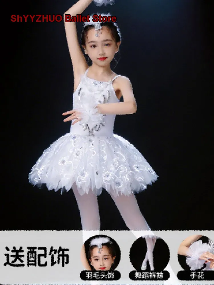 Children's Puffy Tutu Performance Gauze Dress for Girls Kindergarten Little Swan Dance Kids