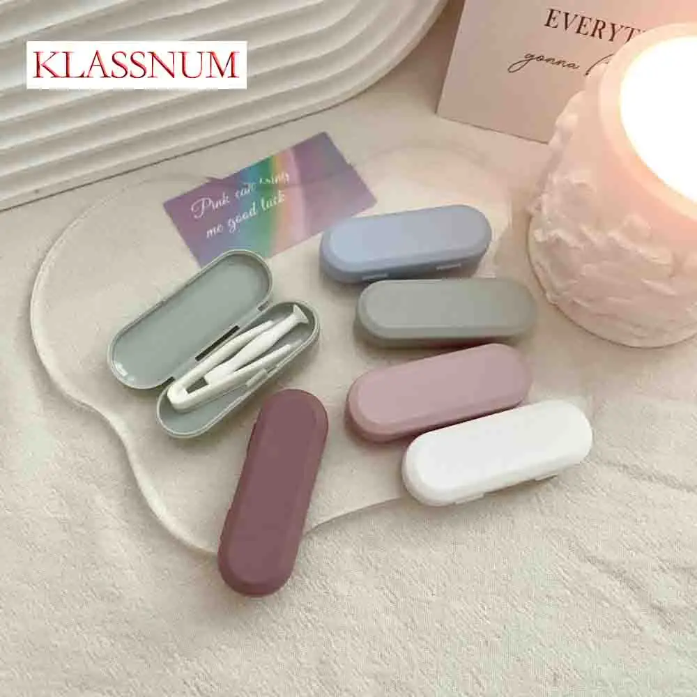 KLASSNUM 2026 Portable Rectangle Contact Lens Case Travel Storage Box Tweezers Suction Stick Container Eye Care Kit Protector