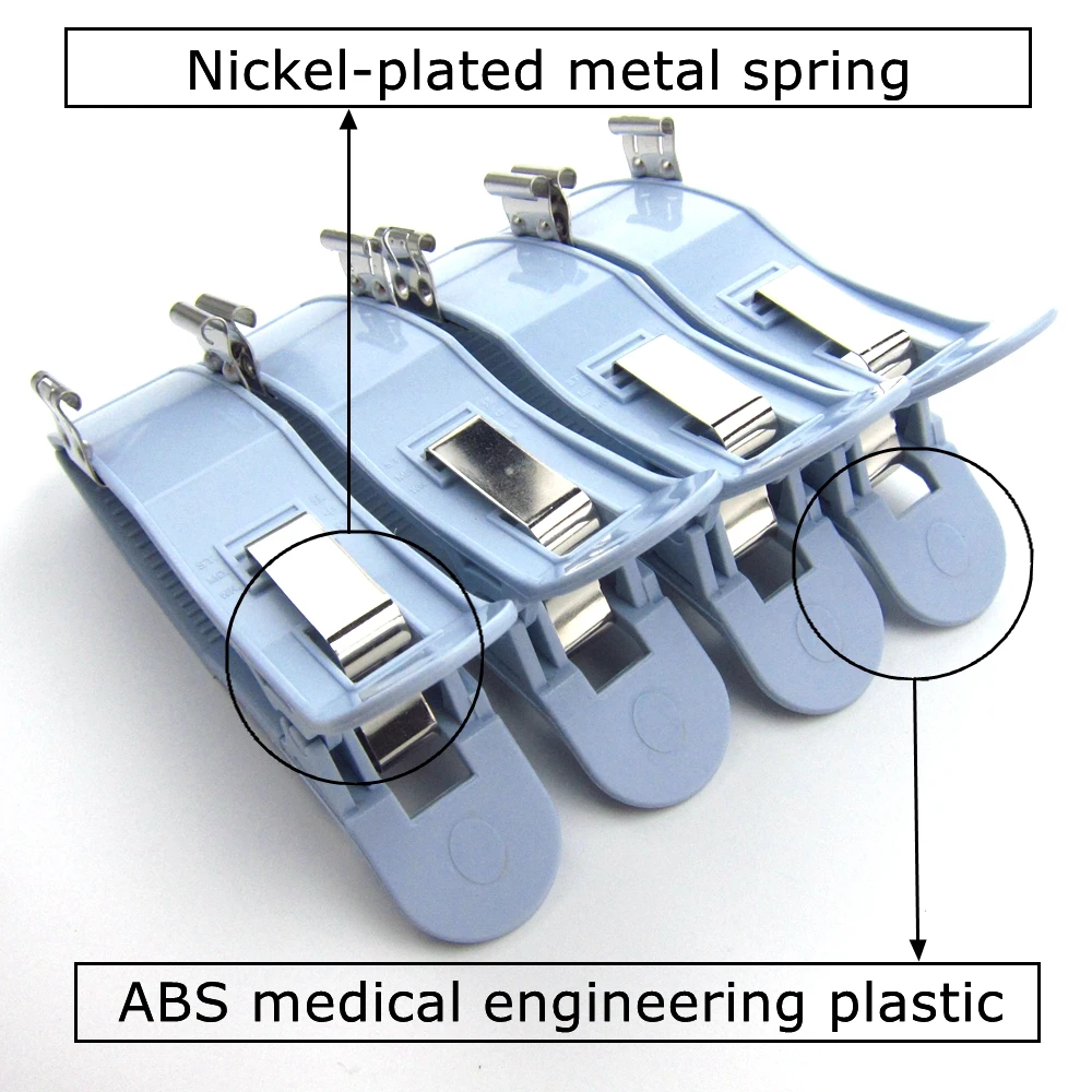 Nickel-plated  EKG limb clamp electrode EKG electrocardiograph ECG EKG cable bule col with metal spring adjustable tightness